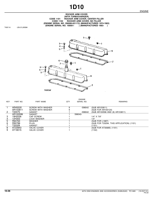 John Deere 4276 OEM Engines and Accessories Engines Parts Catalog Manual – PC1469 Workshop Guide