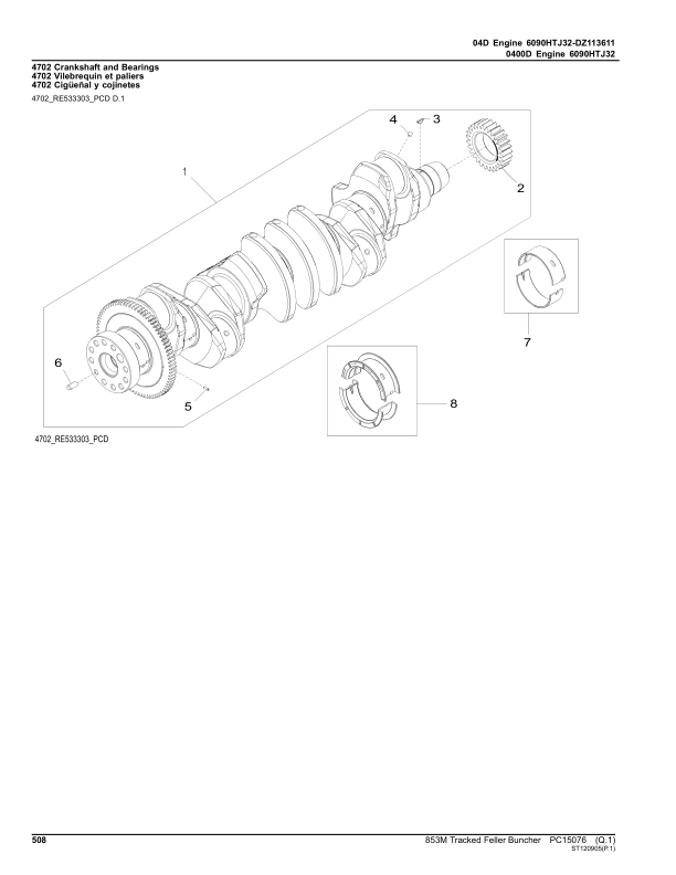 John Deere 853M Tracked Feller Bunchers (SN F293917- & L343918-) Parts Catalog Manual – PC15076 Workshop Guide