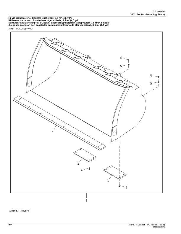John Deere 544K Loaders (SN 1DW544KX_ _D677549-) Parts Catalog Manual – PC15091 Workshop Guide