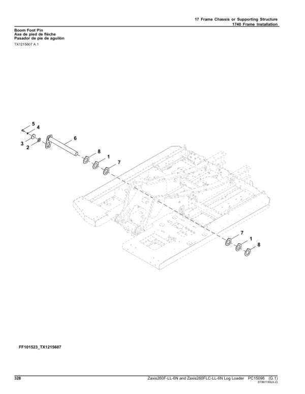 John Deere ZAXIS260FLC-LL-6N Log Loaders (SN 1FFDC271__F266001-) Parts Catalog Manual – PC15096 Workshop Guide