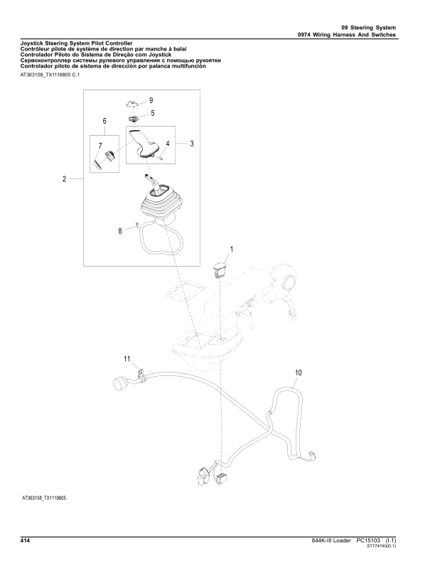 John Deere 844K Series III Loaders (SN 1DW844KC_ _D677782-) Parts Catalog Manual – PC15103 Workshop Guide