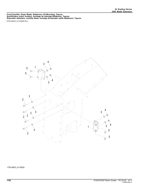 John Deere 670G, 670GP Motor Graders (SN 1DW670GX_ _F678818-) Parts Catalog Manual – PC15122 Workshop Guide