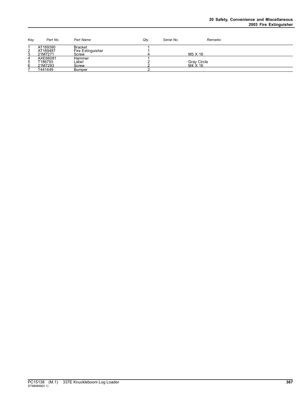 John Deere 337E Knuckleboom Loader (SN 1T0337E_ C306736-) Parts Catalog Manual – PC15138 Workshop Guide