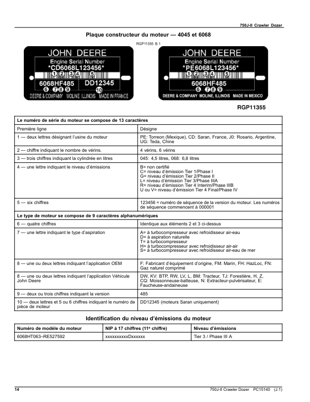 John Deere 750J-II Crawlers (SN 1T0750JJ_ _D306890-330911) Parts Catalog Manual – PC15140 Workshop Guide