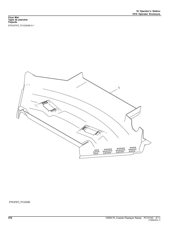 John Deere 1050K PL Crawler Loaders (SN 1T01050P_ _F310922-) Parts Catalog Manual – PC15143 Workshop Guide