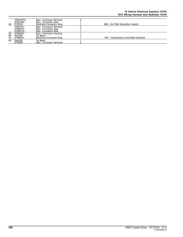 John Deere 950K Crawler Dozers (SN 1T0950K_ C310401-) Parts Catalog Manual – PC15154 Workshop Guide