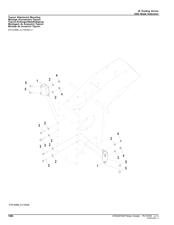 John Deere 670G, 670GP Motor Graders (SN F680878 – & L700954 -) Parts Catalog Manual – PC15159 Workshop Guide