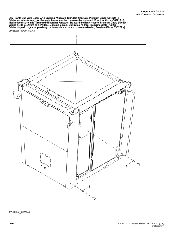 John Deere 772G, 772GP Motor Graders (SN F680878 – & L700954 -) Parts Catalog Manual – PC15165 Workshop Guide