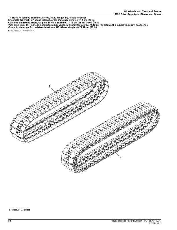 John Deere 959M Tracked Feller Bunchers (SN C317982- &D317982-) Parts Catalog Manual – PC15176 Workshop Guide