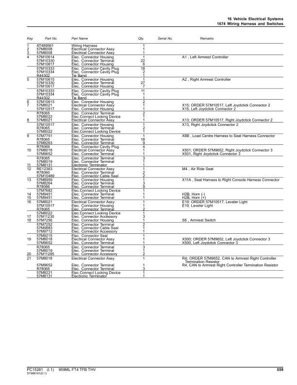 John Deere 959ML Tracked Feller Bunchers (SN F343824- & L343824-) Parts Catalog Manual – PC15281 Workshop Guide