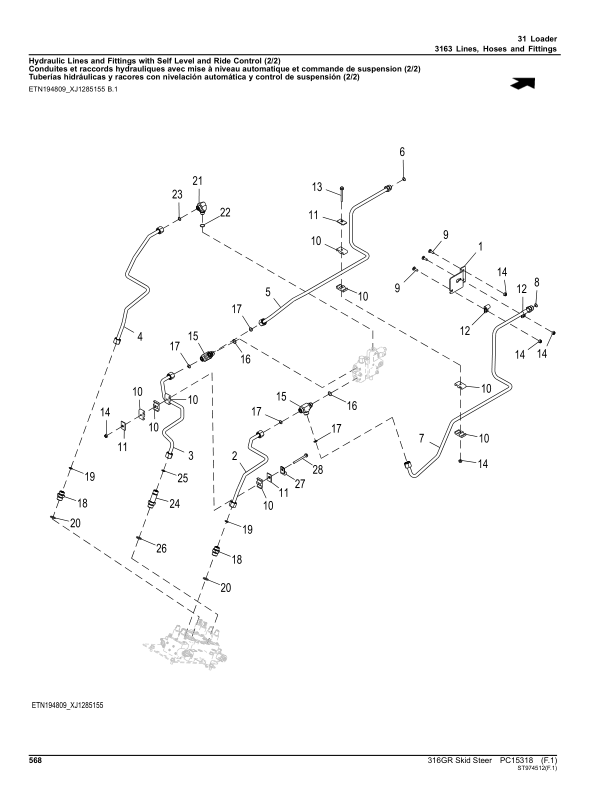 John Deere 316GR Skid Steers (SN 1T0316G_ J366358) Parts Catalog Manual – PC15318 Workshop Guide