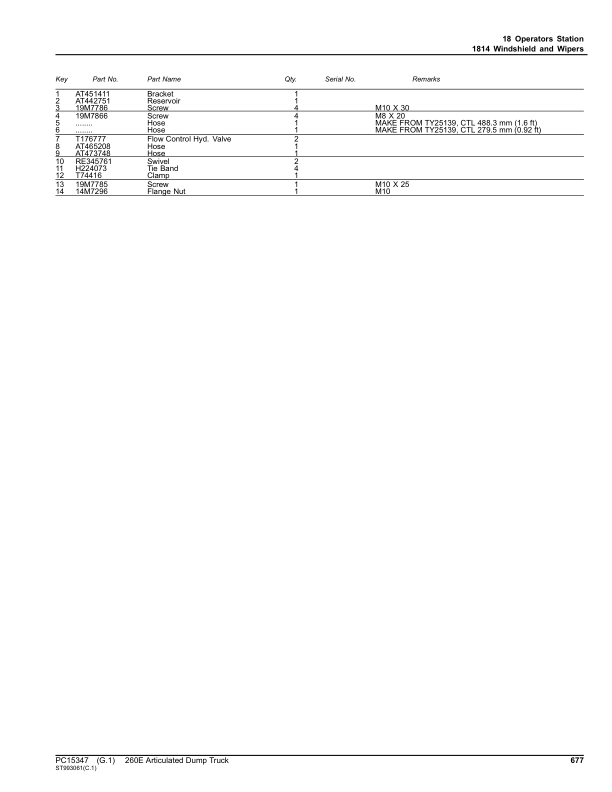 John Deere 260E Articulated Dump Trucks (SN 1DW260E_ D708125-) Parts Catalog Manual – PC15347 Workshop Guide