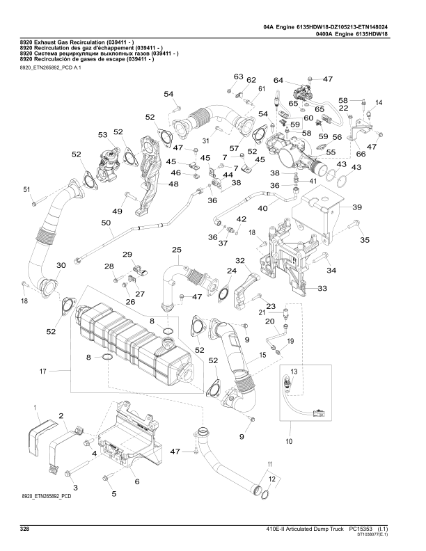 John Deere 410E-II Articulated Dump Trucks (SN 1DW410E_ D708125-) Parts Catalog Manual – PC15353 Workshop Guide