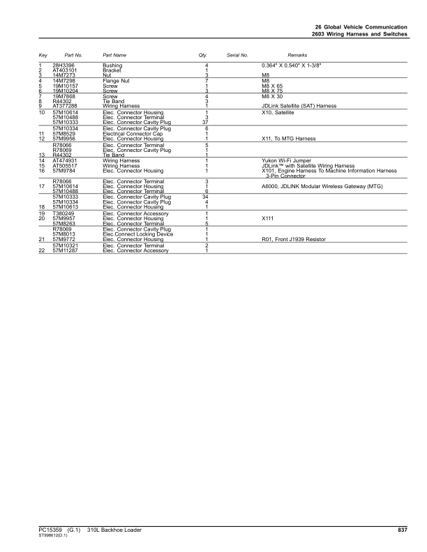 John Deere 310L Backhoe Loaders (SN 1T0310LX_ _C390996-) Parts Catalog Manual – PC15359 Workshop Guide