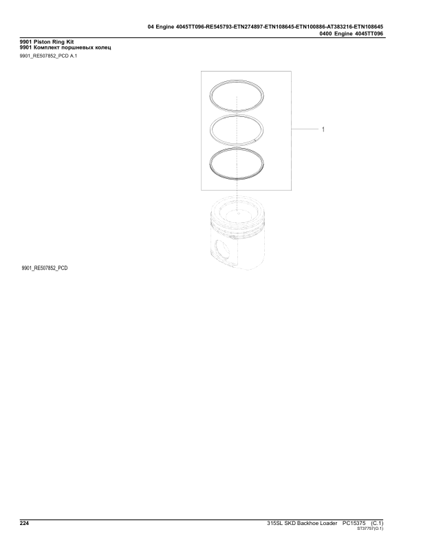 John Deere 315SL Backhoe Loaders (SN 1JZ315SL_ _C005108-) Parts Catalog Manual – PC15375 Workshop Guide