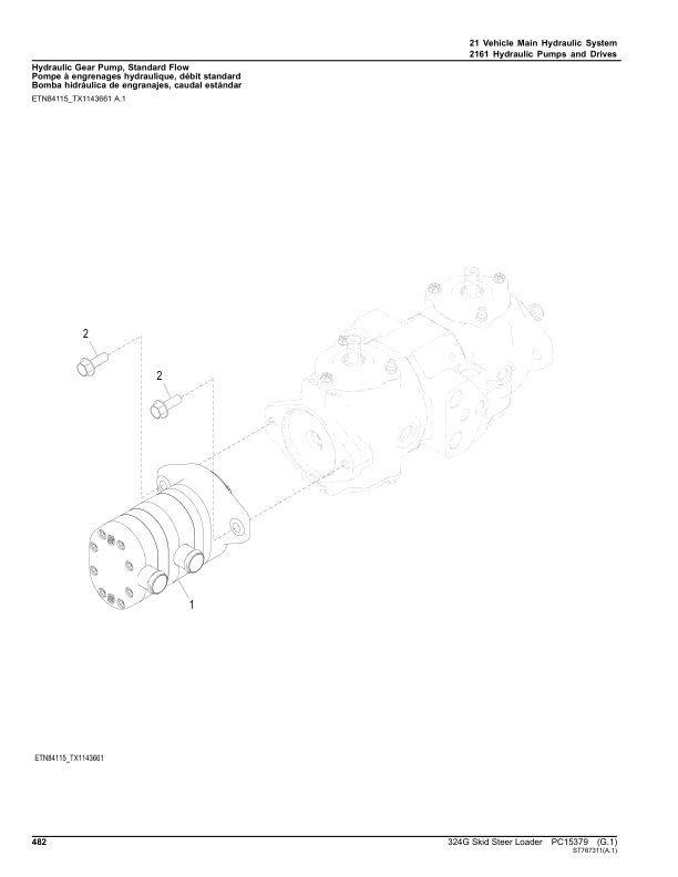 John Deere 320G Skid Steers (SN 1T0324G_ J387407-) Parts Catalog Manual – PC15379 Workshop Guide