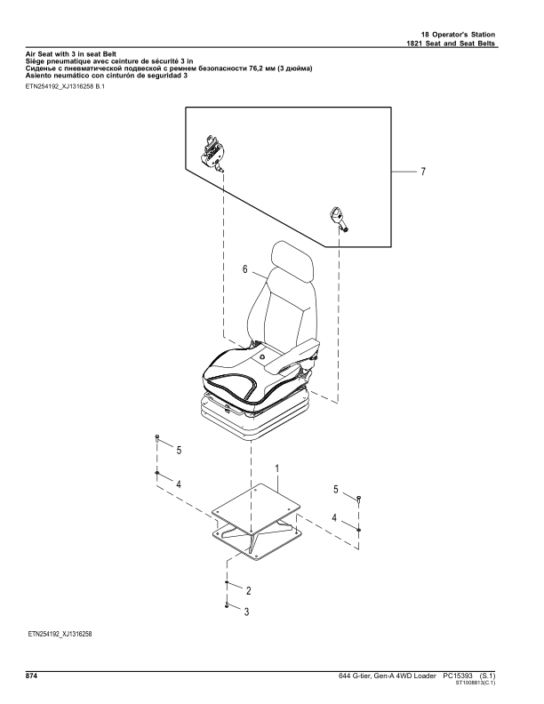 John Deere 644 G-TIER Loaders (SN C_10283 – & D_10283- & L_10283-) Parts Catalog Manual – PC15393 Workshop Guide