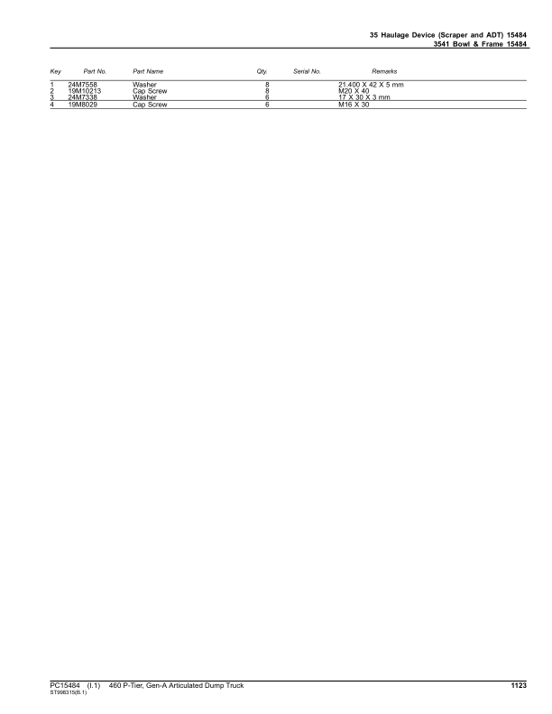 John Deere 460 P Articulated Dump Trucks (SN F_00001- & D_00001 -) Parts Catalog Manual – PC15484 Workshop Guide