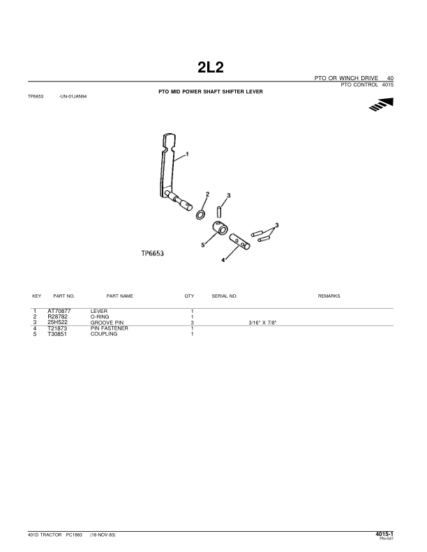 John Deere 401D Backhoes Parts Catalog Manual – PC1883 Workshop Guide