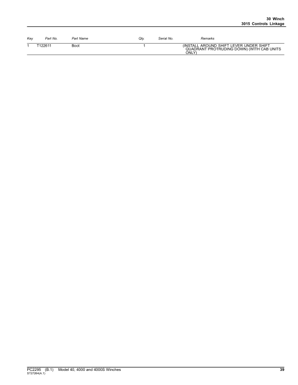 John Deere 40, 4000, 4000S (40 Winches) Parts Catalog Manual – PC2295 Workshop Guide