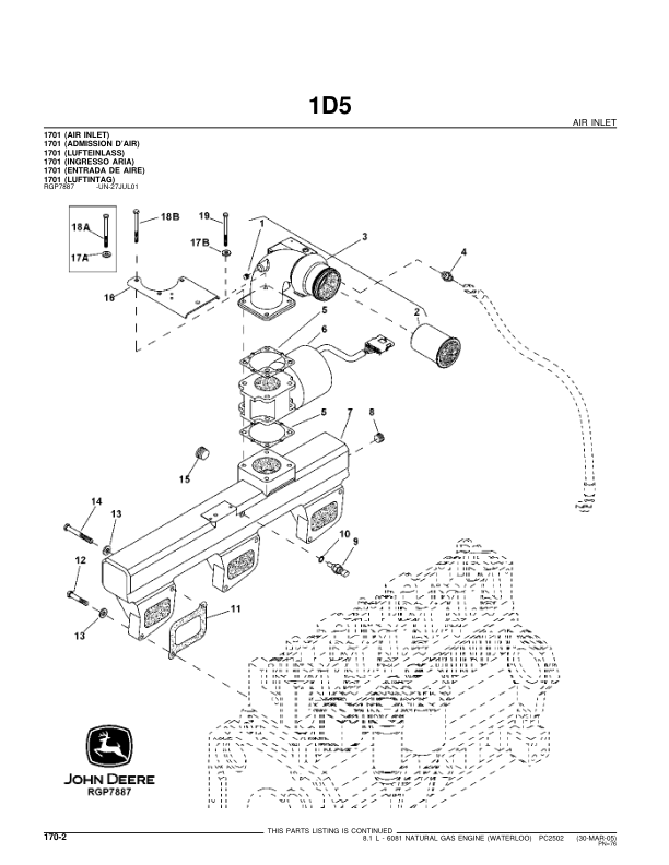 John Deere 8.1L, 6081 Engines Parts Catalog Manual – PC2502 Workshop Guide
