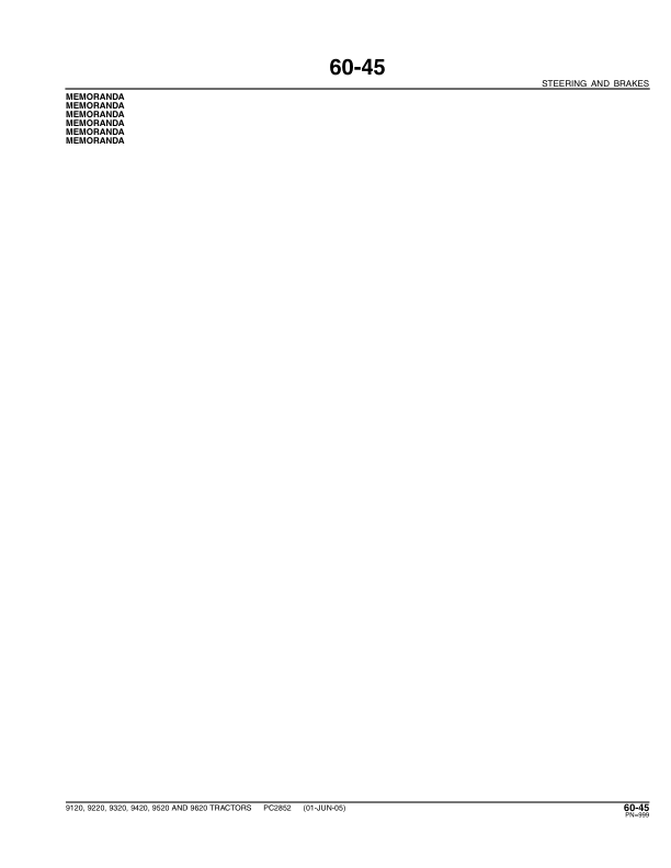 John Deere 9120, 9220, 9320, 9420, 9520, 9620 Scraper Tractors Parts Catalog Manual – PC2852 Workshop Guide