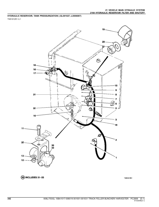 John Deere 608L, 753GL Tracked Feller Bunchers (SN 10BA1017–006019 & 001001–001031) Parts Catalog Manual – PC2856 Workshop Guide