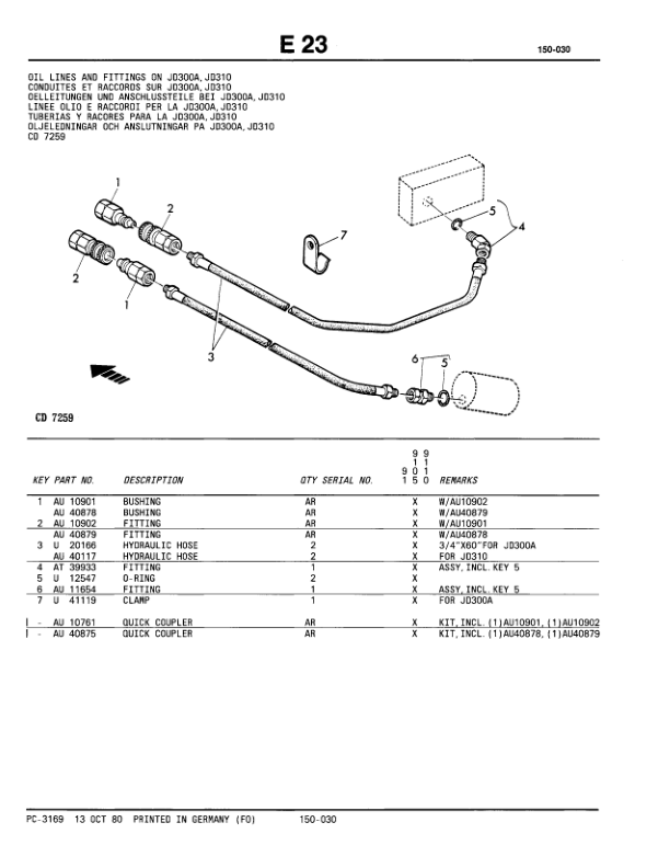 John Deere 9105A, 9110A, 91, 9105, 9110 Backhoe Attachments Parts Catalog Manual – PC3169 Workshop Guide