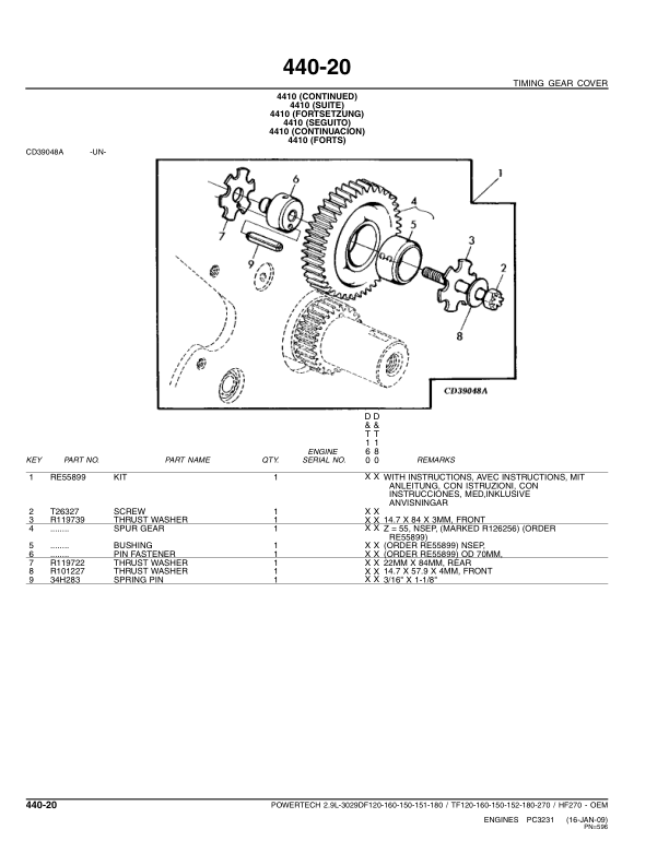 John Deere 2.9L, 3029 TF & DF Engines Parts Catalog Manual – PC3231 Workshop Guide