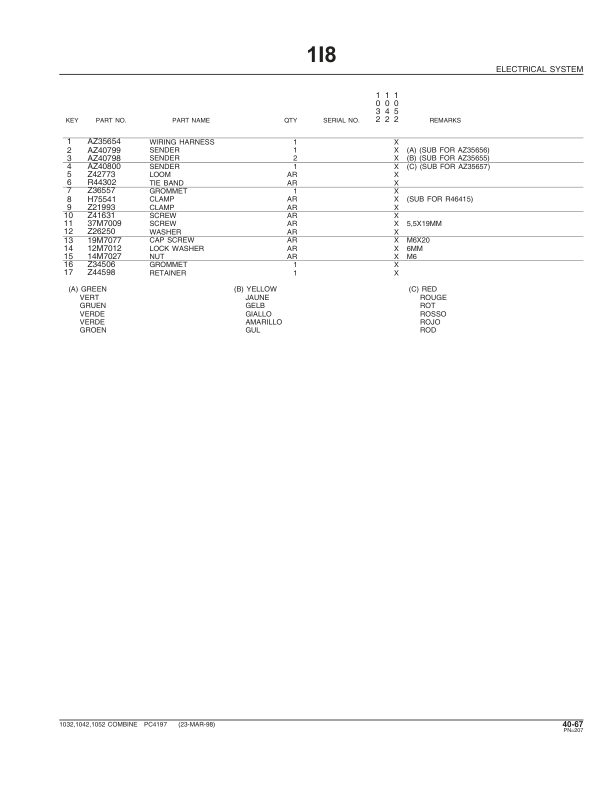 John Deere 1032, 1042 & 1052 Combines Operator’s Manual (PC4197) Workshop Guide