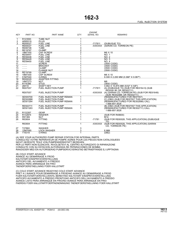 John Deere 4.5L, 4045DF150 Engines Parts Catalog Manual – PC8412 Workshop Guide