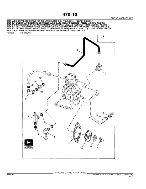 John Deere 4045TF250 Engines Parts Catalog Manual – PC8421 Workshop Guide