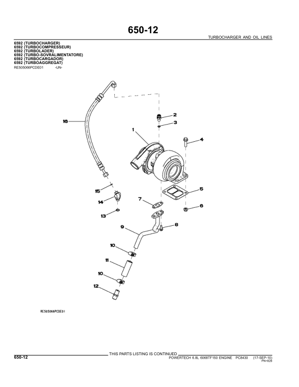 John Deere 6068TF150, 6.8L Engines Parts Catalog Manual – PC8430 Workshop Guide