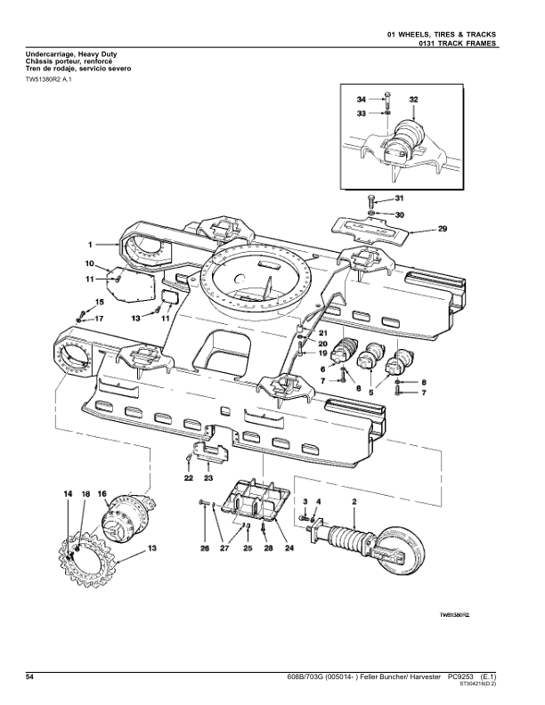 John Deere 608B, 703G (SN 005014 –) Feller Buncher Harvester Parts Catalog Manual – PC9253 Workshop Guide