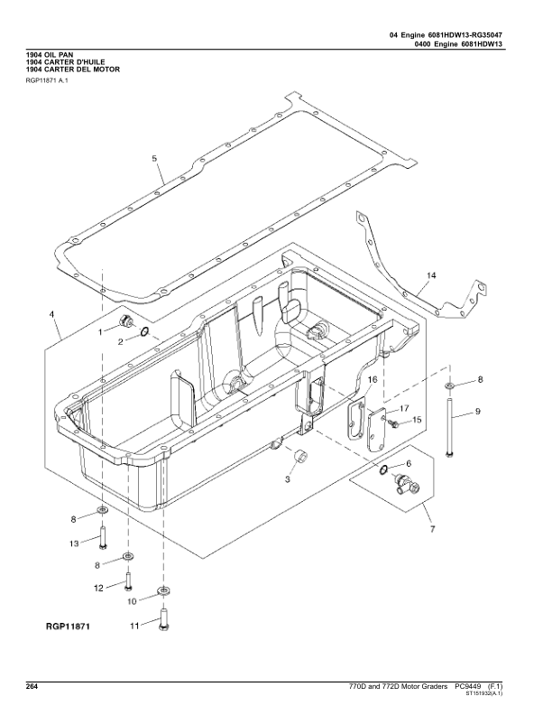 John Deere 770D, 772D Motor Graders Parts Catalog Manual – PC9449 Workshop Guide