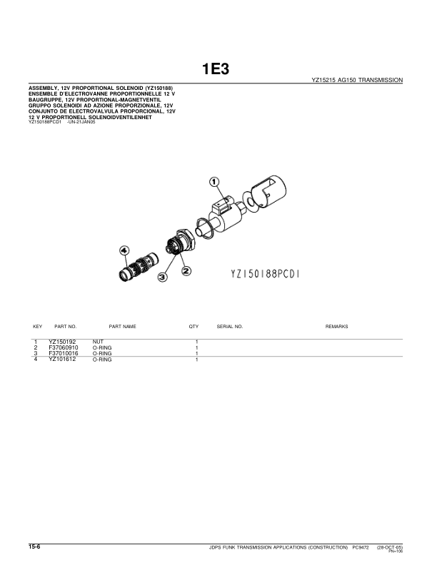 John Deere DF180, DF230 Transmissions Parts Catalog Manual – PC9472 Workshop Guide