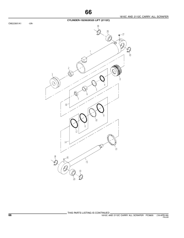 John Deere 1810C, 2112C Scrapers Parts Catalog Manual – PC9605 Workshop Guide