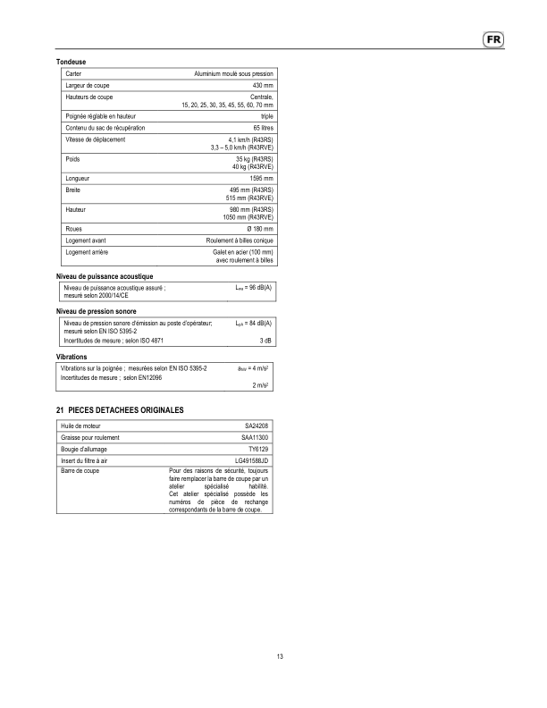 John Deere R43RS, R43RVE Lawn Mowers Operator’s Manual (SAU14747) Workshop Guide