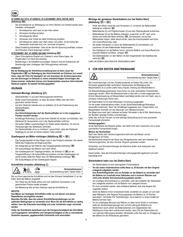 John Deere 47-ECONOMY, 47-A ECONOMY, 47-VARIO, 47-VARIO E, R47, R47S, R47V, R47VE Lawn Mowers Operator’s Manual (SAU15127) Workshop Guide