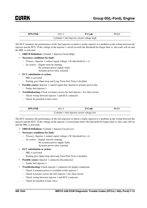 Clark C20CL, C25CL, C30CL, C32CL Forklift Service Repair Manual (Ford Engine) Workshop Guide