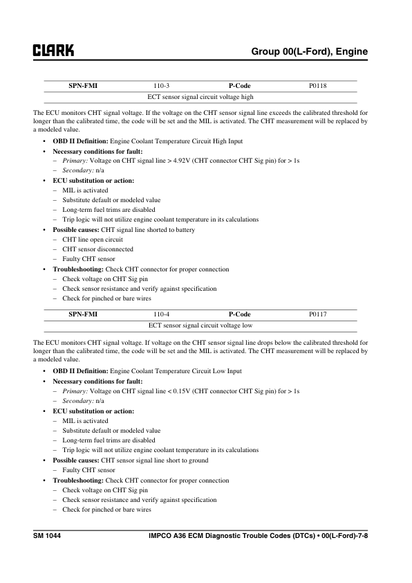 Clark C20L, C20G, C25L, C25G, C30L, C30G, C35L, C35G Forklift Service Repair Manual (Ford Engine) Workshop Guide