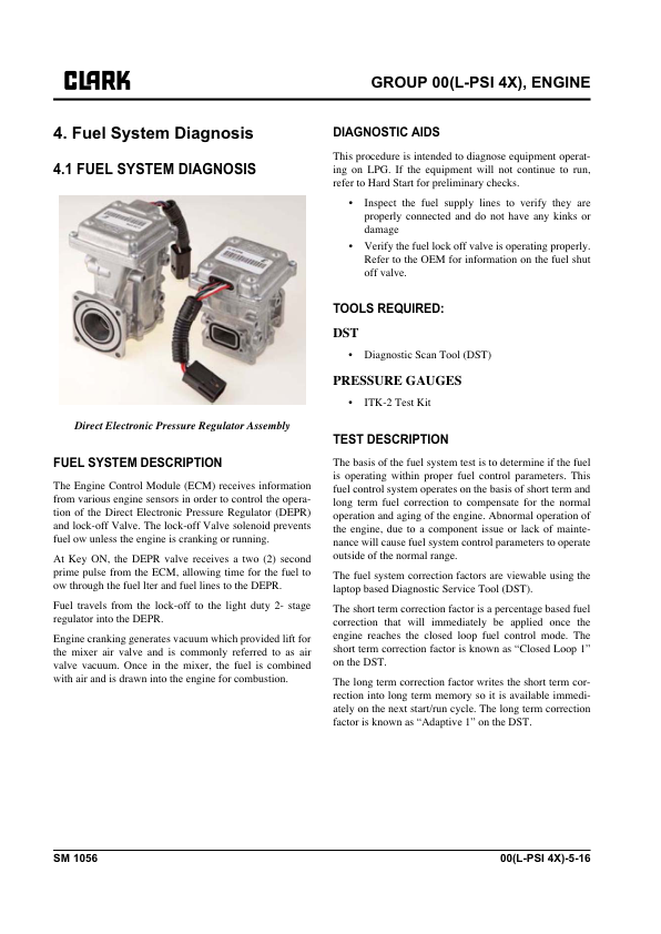 Clark C40L, C45L, C50SL, C55SL Forklift Service Repair Manual (PSI 4X Engine) Workshop Guide