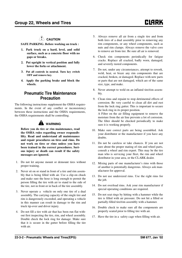 Clark ECG20X, ECG25X, ECG30X Forklift Service Repair Manual Workshop Guide