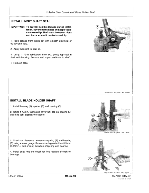 John Deere 403, 503, 506, 509, 603, 1008, 1408, 1418, 1508 Rotary Cutters Service Repair Manual (TM1394) Workshop Guide