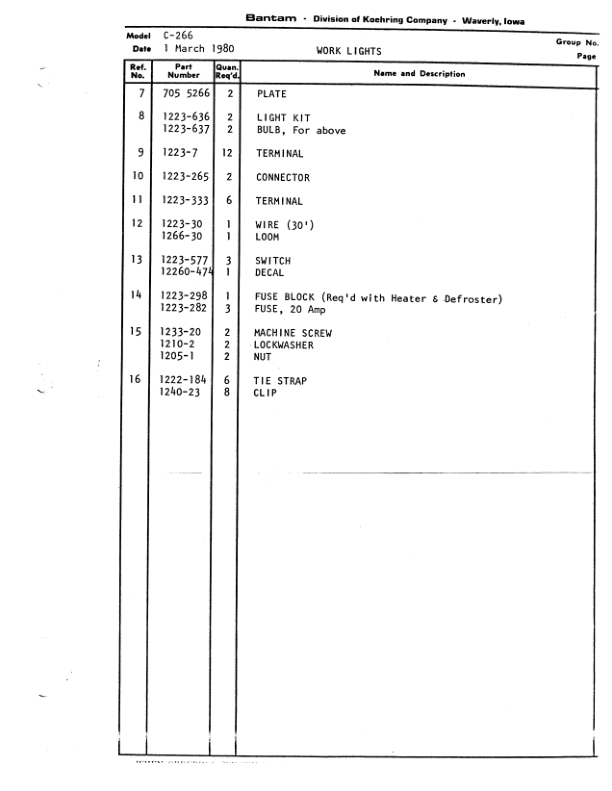 Koehring Waterous 620SD Delimbers (SN 51401-) Parts Catalog Manual – WC2141564 Workshop Guide