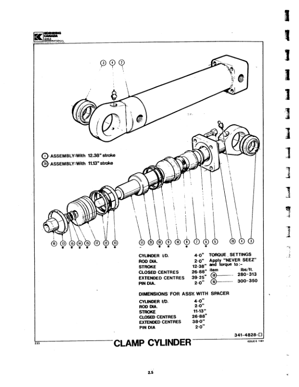 Koehring 20 Inch, 22 Inch Felling Heads (SN 12520–12529 &12501–12529) Parts Catalog Manual – WC2141580 Workshop Guide