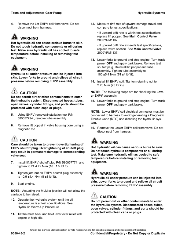 Yale GDP040VX, GDP045VX, GDP050VX, GDP055VX Forklift K813 Series Repair Manual Workshop Guide
