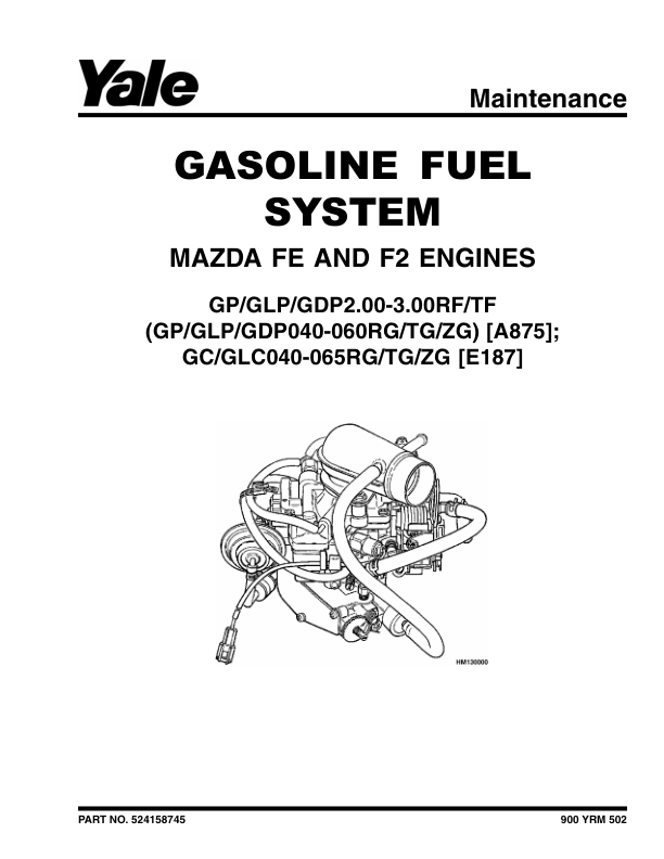 Yale GDP040ZG, GDP040RG, GDP050TG, GDP050ZG, GDP050RG, GDP050TG, GDP060ZG, GDP060RG, GDP040TG Forklift A875 Repair Manual Workshop Guide