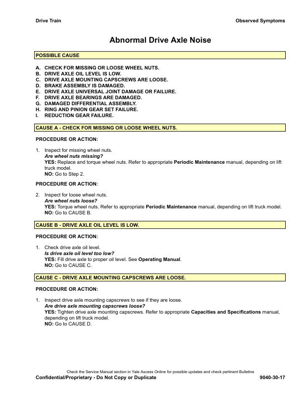 Yale GDP080VX, GDP090VX, GDP100VX, GDP110VX, GDP120VX Forklift F813 Series Repair Manual Workshop Guide