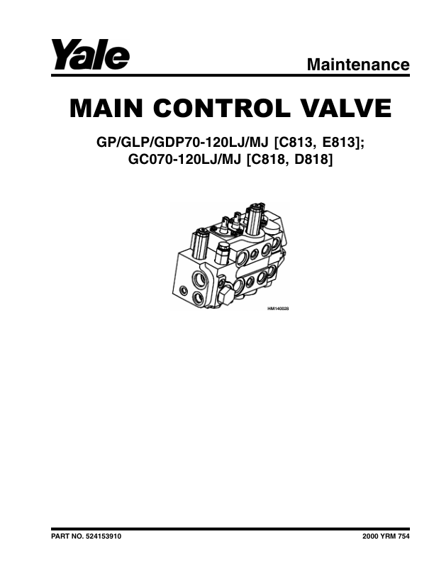Yale GDP3.5LJ, GDP4.0LJ, GDP4.5MJ, GDP5.0MJ, GDP5.5MJ Forklift C813 Service Repair Manual Workshop Guide